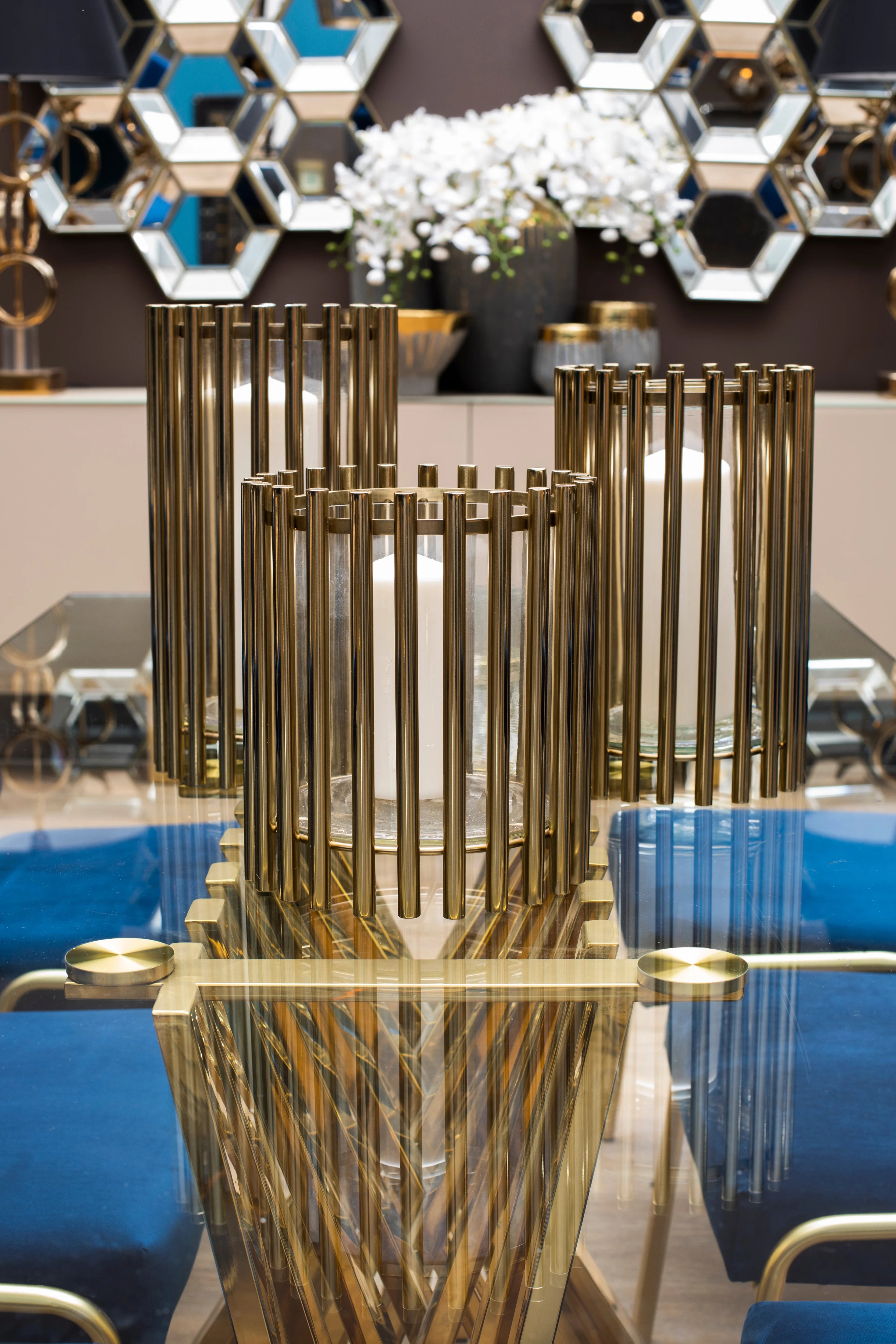 Collett Gold Rod Candle Holder | Large